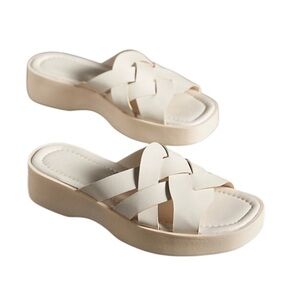 Pilcro x Anthropologie - Woven Slide Sandals Cream Slide Sandals Sz 41